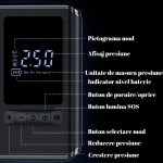 Pompă Aer Auto Electrică Portabilă 150 PSI (10,3 Bar), Compresor cu Afișaj Digital LCD, Lanternă LED, Baterie 4000 mAh, USB-C, Oprire Automată, pentru Mașină, Motocicletă și Bicicletă - imagine 9