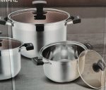 Set 3 Oale din Inox cu Capace din Sticlă – 24/26/28 cm, 5/6,5/7,5 L, Calitate Înaltă - imagine 4