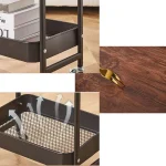 Măsuță Portabilă pentru Cafea cu Roți, 2 Polițe și Blat de Lucru, Oțel Carbon, Negru, 79 × 43 × 30 cm - imagine 4