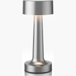 Veioză Portabilă LED 21 cm, Dimabilă, Reîncărcabilă, Fără Fir, silver