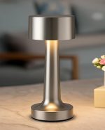 Veioză Portabilă LED 21 cm, Dimabilă, Reîncărcabilă, Fără Fir, silver - imagine 4