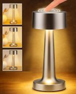 Veioză Portabilă LED 21 cm, Dimabilă, Reîncărcabilă, Fără Fir, silver - imagine 5
