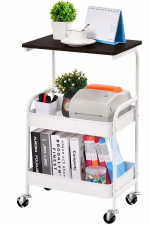 Etajeră Multifuncțională Portabilă cu 3 Nivele, maro inchis , Oțel Carbon + MDF, 77 × 43 × 30 cm