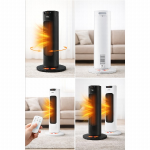 Aerotermă Tip Turn, 2000W, Oscilație 60°, Telecomandă, Încălzitor Electric pentru Cameră ALB - imagine 3
