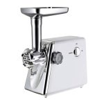 Masina de Tocat Carne, Legume, Inox, Electrica 300W, 2 site, Accesoriu Carnati, Tava Suc Rosii, Alba - imagine 3