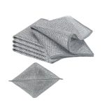 Set 5 Lavete de Curățare Multifuncționale 20x20 cm, Reutilizabile, pentru Bucătărie, Umed și Uscat, Plasă din Fir Metalic