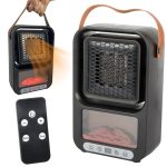 Încălzitor Electric 500W cu Termostat, Efect de Șemineu, Telecomandă și Protecție la Supraîncălzire