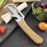 2 X Curățător Legume și Fructe 3-în-1, Oțel Inoxidabil, Mâner din Lemn, Deschizător de Sticle ,set 2 bucati - imagine 5