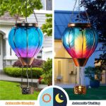 Lampa solara, forma de balon cu aer cald, colorata, 15x50cm, decorativa pentru gradina, rezistenta la apa - imagine 3