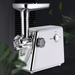 Masina de Tocat Carne, Legume, Inox, Electrica 300W, 2 site, Accesoriu Carnati, Tava Suc Rosii, Alba - imagine 2