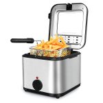 Friteuză Tradițională cu Ulei, 2,5 L, 1000 W, Termostat Reglabil, Indicator Luminos – Gri