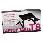 Masuta laptop reglabila inaltime din aluminiu, masa cu sistem dublu ventilatie tip coller USB, suport reglabil mouse, Standing desk multifunctional, 42x27x6cm, Neagra - imagine 2