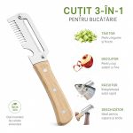 2 X Curățător Legume și Fructe 3-în-1, Oțel Inoxidabil, Mâner din Lemn, Deschizător de Sticle ,set 2 bucati - imagine 7