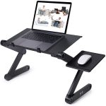 Masuta laptop reglabila inaltime din aluminiu, masa cu sistem dublu ventilatie tip coller USB, suport reglabil mouse, Standing desk multifunctional, 42x27x6cm, Neagra - imagine 8